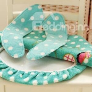 Polka Dot Calf Elephant Cotton Plush Loveliness 3-Piece Toilet Seat Cover
