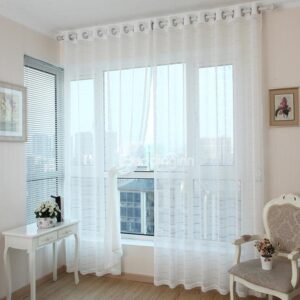Contemporary Pure White Living Room&Bedroom Custom Sheer Curtain