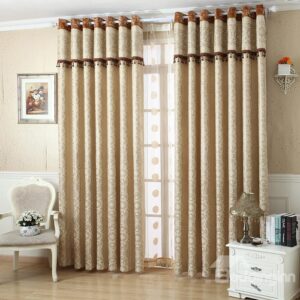European Style Contemporary Luxury Jacquard Grommet Top Curtain