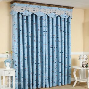 Blue Cute Cartoon Cats Design Noise Reducing Curtain