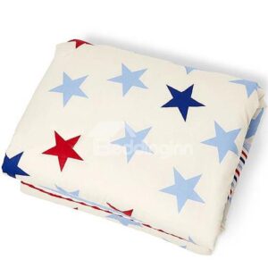 Five-Point Star and Stripe Print Cotton Baby Quilt