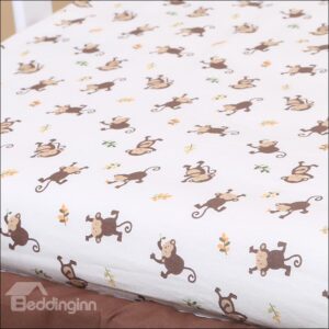Cute Monkey World Baby Crib Fitted Sheet