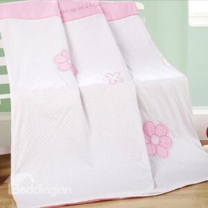Elegant Pink Flora Polka Dotted Baby Crib Quilt