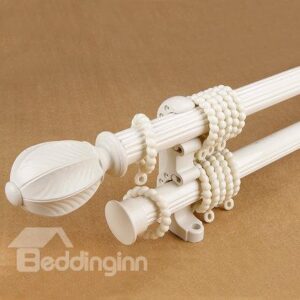 Luxury Aluminum Alloy Ivory Noise-free Double Curtain Rod Set