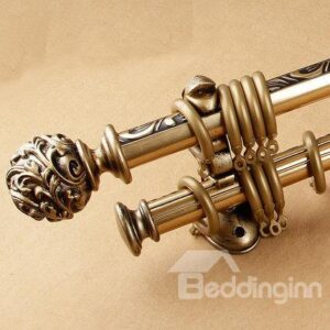 Anti-corrosion Polished Copper Double Curtain Rod Set