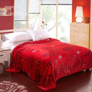 Edge Covered Red Roses Printed Blanket