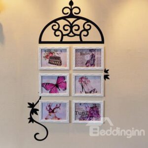 Vines Style 6-Piece Wall Photo Frame Set with Stickers