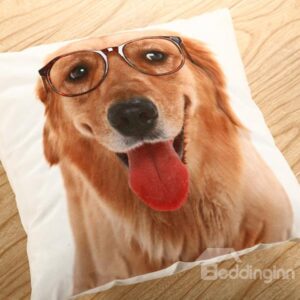 Mr. Golden Dog Printing Polyster Throw Pillow