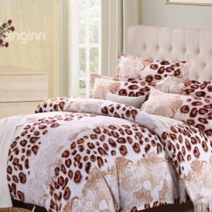 Leopard Print 4-Piece Polyester Duvet Cover Sets