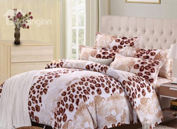 Leopard Print 4-Piece Polyester Duvet Cover Sets