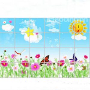 Popular Flowers and Butterfly 5-Piece Wall Stickers