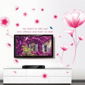 Fantasy Pink Crystal Flower Decorative Wall Stickers
