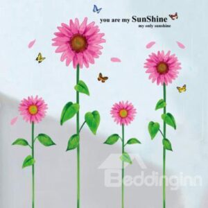 Cheap Pretty PVC Sunflowers Decorative Wall Stickers