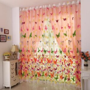Amazing Colorful Butterfly Grommet Top Sheer