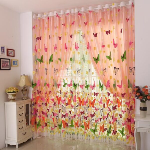Amazing Colorful Butterfly Grommet Top Sheer