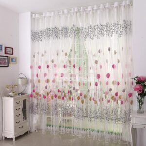 White Elegant Beautiful Dandelion Grommet Top Sheer