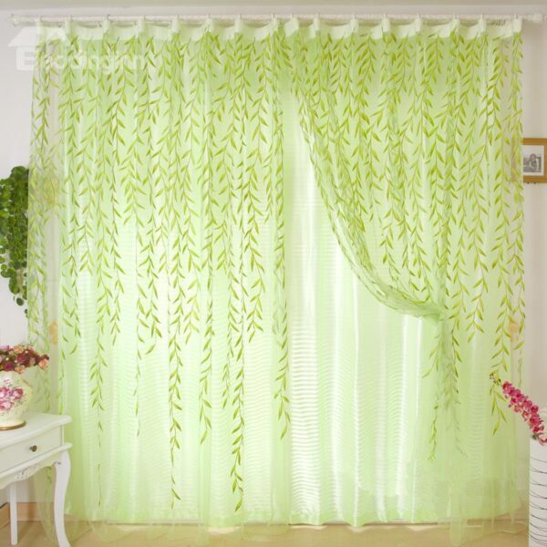 Beautiful Green Willow Leaves Sheer