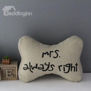 Funny Bone Shape Mrs. Right Linen Car Neckrest Pillow