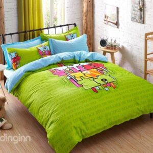 Square Blocking Print 4-Piece Duvet Cover Sets