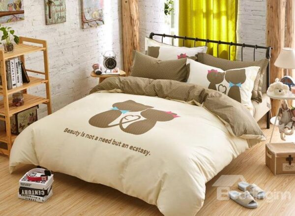 Lovers' world Print 4-Piece Cotton Duvet Cover Sets