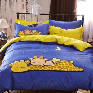 Mother and Baby Giraffe Print 4-Piece Cotton Duvet Cover Sets