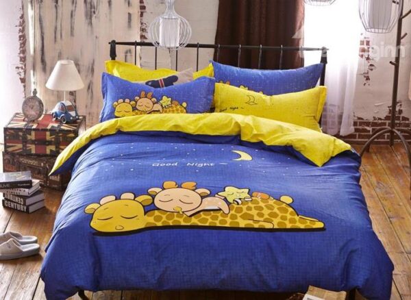 Mother and Baby Giraffe Print 4-Piece Cotton Duvet Cover Sets