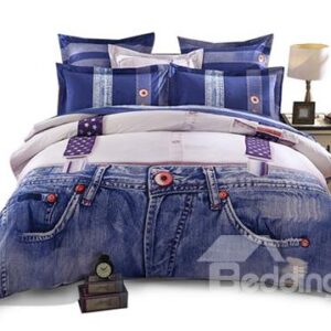Suspender Trousers Print 4-Piece Cotton Duvet Cover Sets