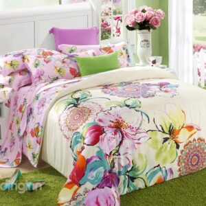 Abstract Flower Oil Painting Print 4-Piece Tencel Duvet Cover Sets