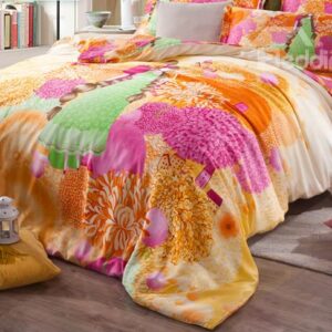 Spring Scenery and Pretty Girl Print 4-Piece Tencel Duvet Cover Sets