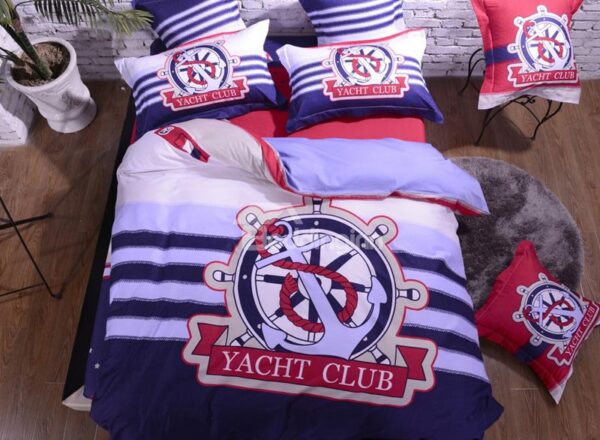 Yacht Club Print 3-Piece Natural Cotton Kids Duvet Cover Sets