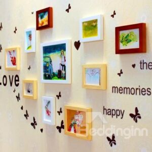 Beautiful Wall Photo Frame Set with Butterflies Wall Stickers
