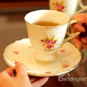 High-Grade Rose Relief Coffee Cup Set