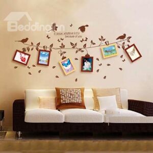 Fantastic Wood Wall Photo Frame Set with Wall Stickers
