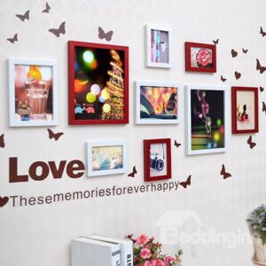 Popular Happy Time Photo Frame Set with Butterflies Wall Stickers