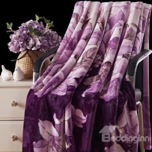 Elegant Purple Water Lily Printing Blanket