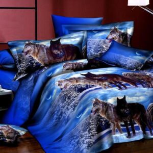 Wolfs on Snow Print 4-Piece Duvet Cover Sets