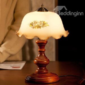 European Luxury Glass and Wood Lamp