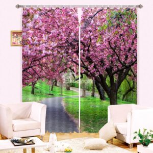 Beautiful Trees Green Grass 3D Digital Printing Curtain
