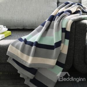 Stripe Style Knitting Cotton Towel Blanket