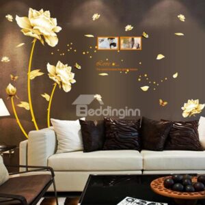 Fantastic Pretty Large Size Noble Golden Flower Wall Sticker