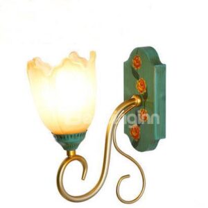 Wonderful Pastoral Glass and Iron 1-Head Wall Light