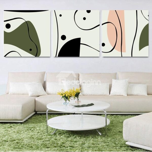 Top Classic Simple Pattern 3-Piece Crystal Film Art Wall Print