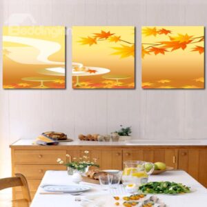 Popular Maple Leaves 3-Piece Crystal Film Art Wall Print