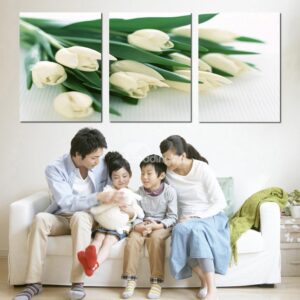 Charming White Tulips 3-Piece Crystal Film Art Wall Print