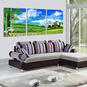 Pretty Shining Sun 3-Piece Crystal Film Art Wall Print