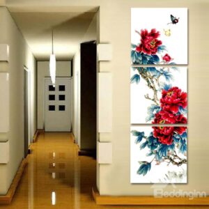 Big Red Flowers 3-Piece Crystal Film Art Wall Print