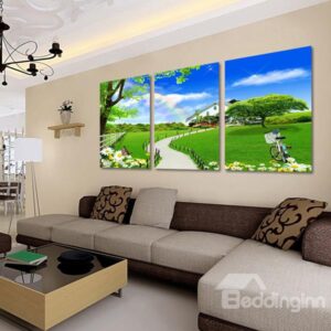 Shinning Rainbow and Blue Sky 3-Piece Crystal Film Art Wall Print