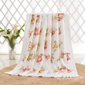 Reactive Printing with Roses Bamboo Fiber Towel Blanket