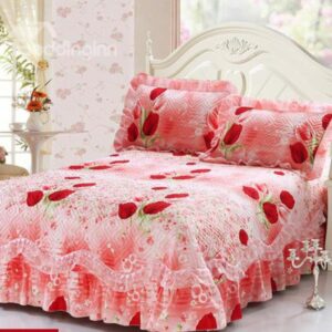 Sweet Heart Pink Tulips Cotton Bed in a Bag Set