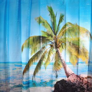 New Style Coconut Tree Waterproof Thicken 3D Shower Curtains